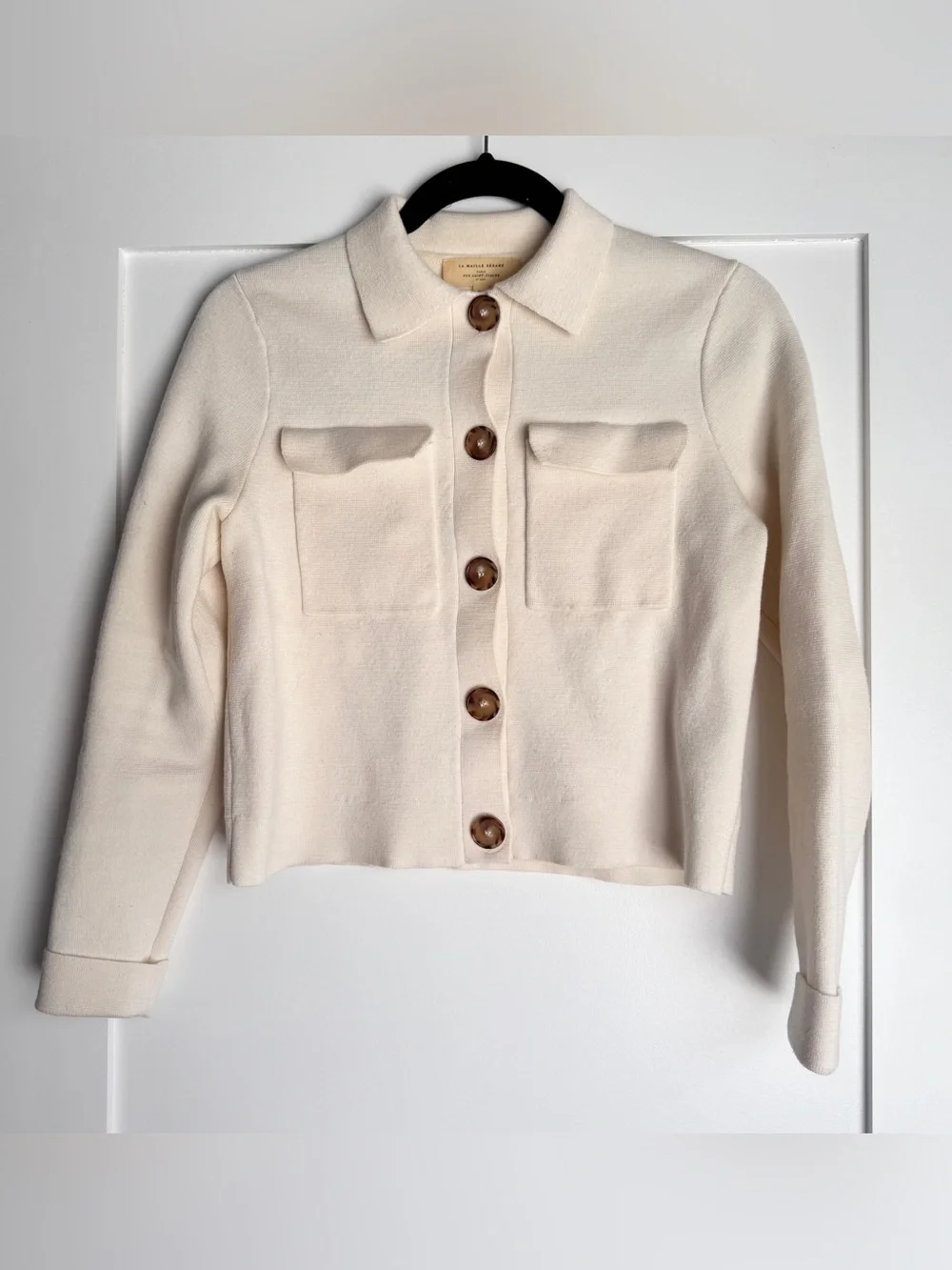 EUC Sezane Betty Merino Wool Cardigan Jacket Ecru Extra Small XS